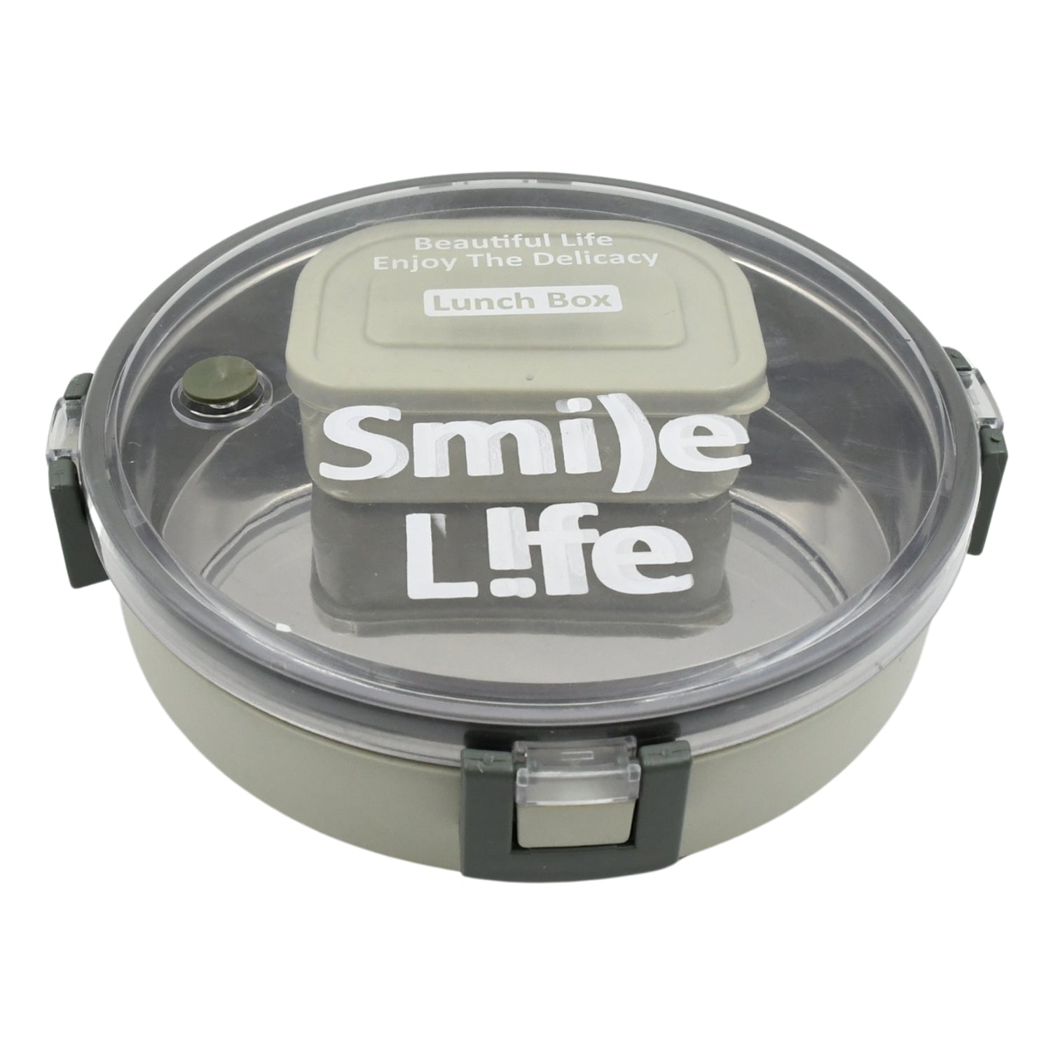 5584 Miracle Stainless Steel Round Lunch Box With Small Plastic Box Insert Leak Proof Lunch Box With Transparent Lid Lunch Box For Kids  Adults For School Office (450 Ml + 250 Ml Approx) 5584 Miracle Stainless Steel Round Lunch Box With Small Plastic Box Insert Leak Proof Lunch Box With Transparent Lid Lunch Box For Kids  Adults For School Office (450 Ml + 250 Ml Approx)